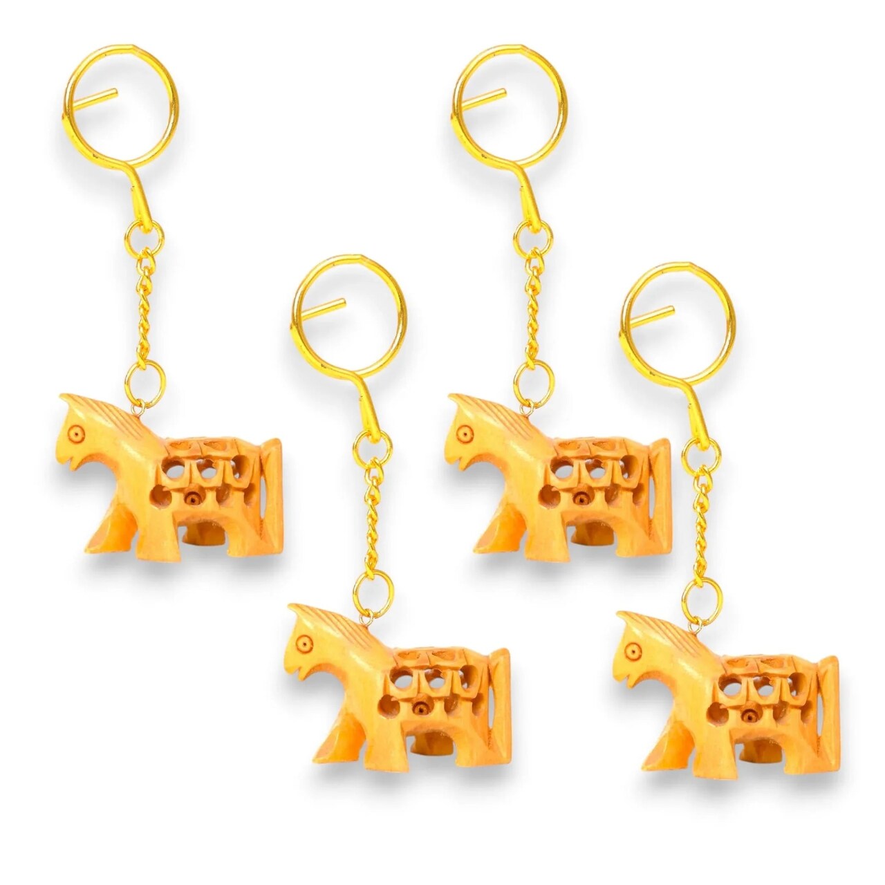 4Pc Wooden Keychain Egle Owl Rabbit Camel Horse Amulet Keyring Door Car Key Chains Key Holder for Thanksgiving